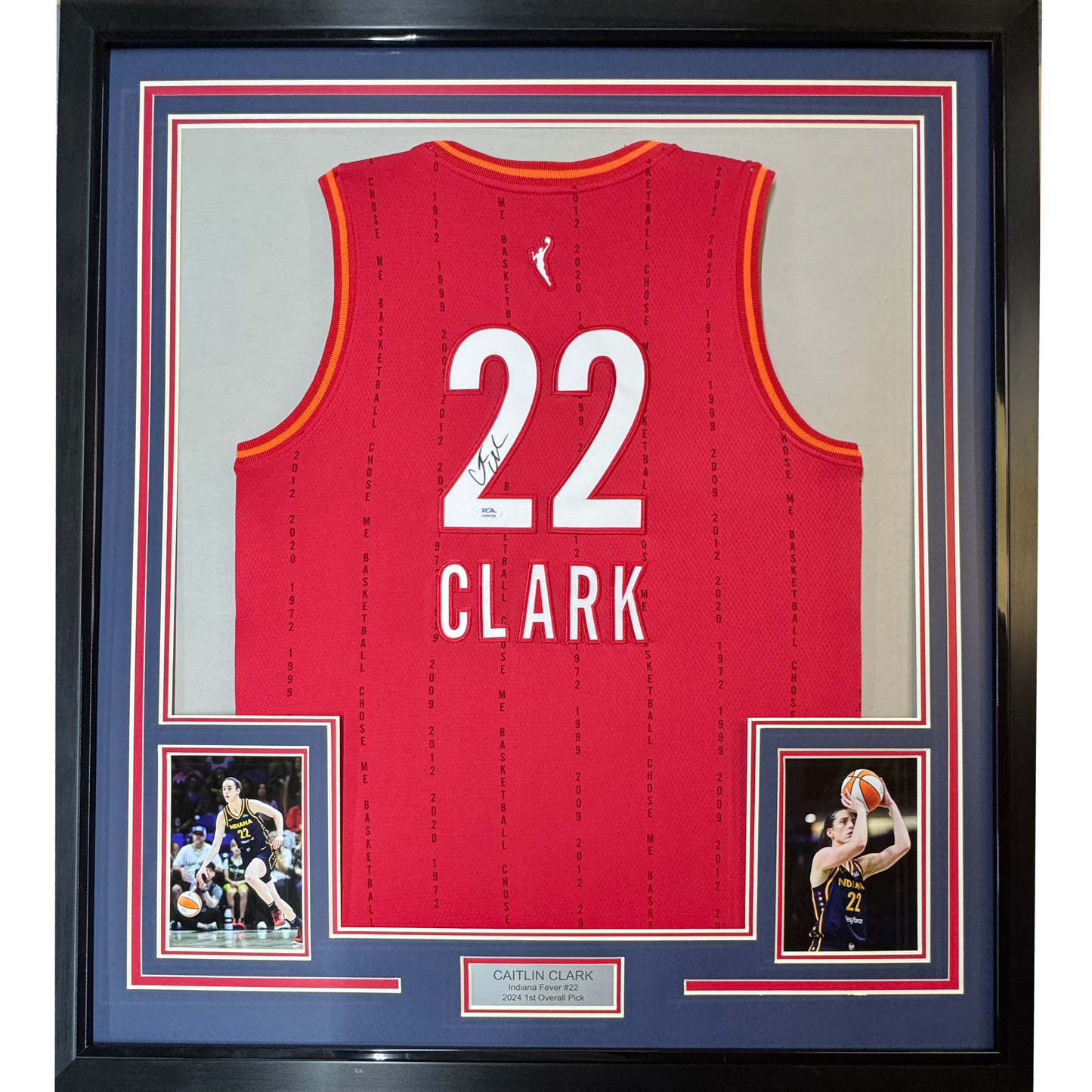 Framed Autographed/Signed Caitlin Clark 35x39 Indiana Red Basketball Jersey PSA COA