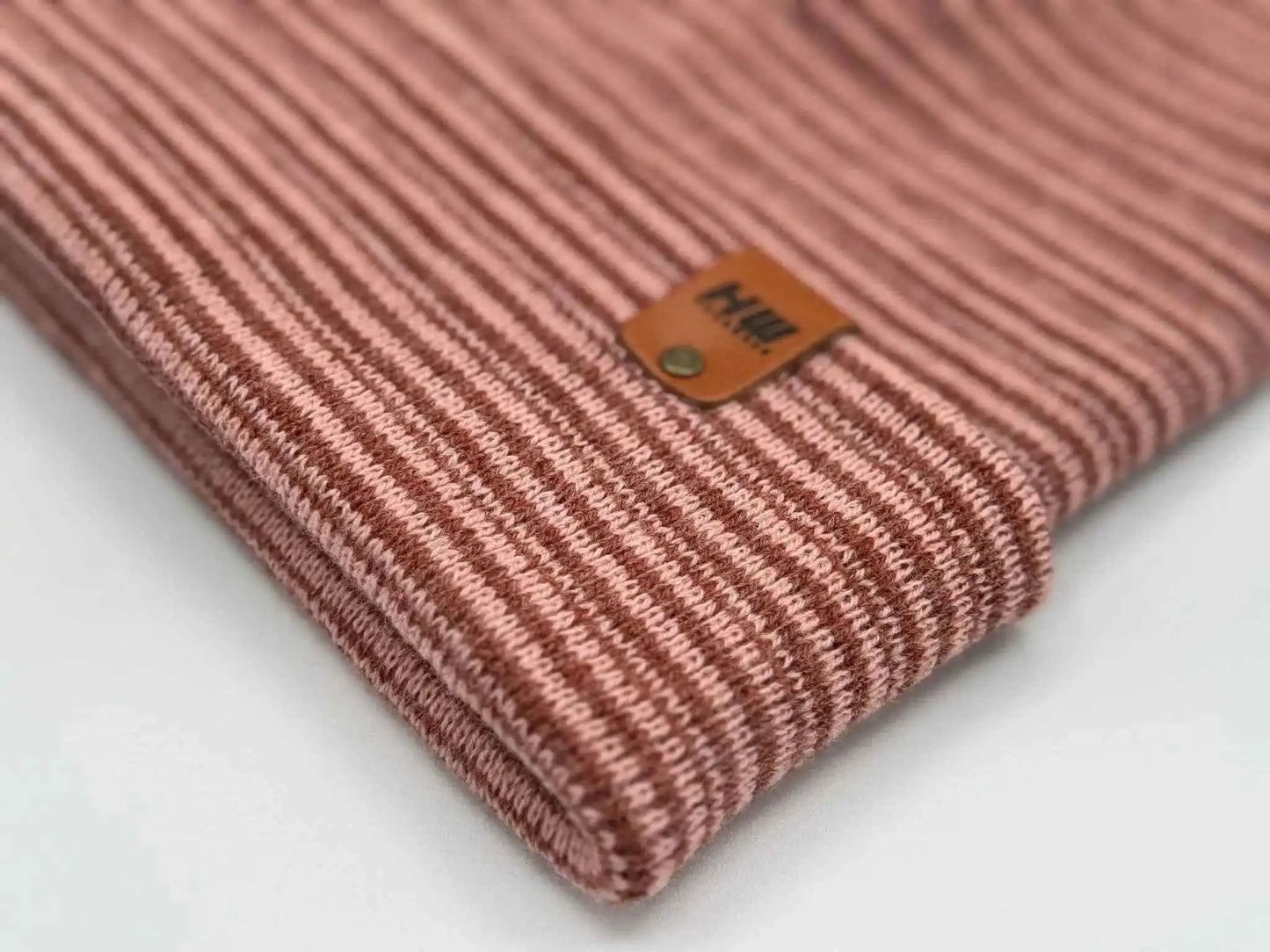 Classic Contrast Cuffed Beanie, Burgundy and Pink