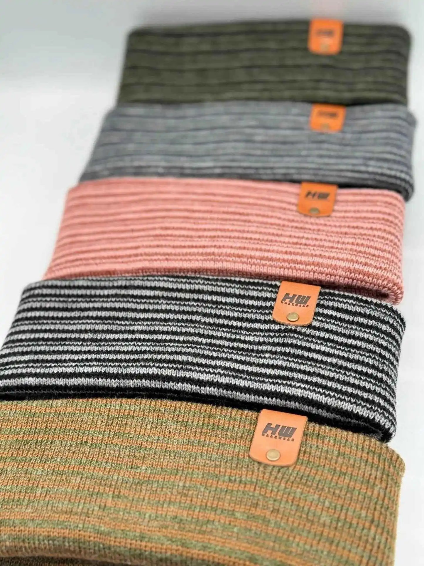 Classic Contrast Cuffed Beanie, Burgundy and Pink