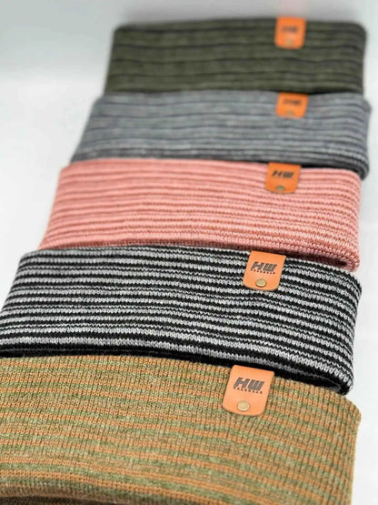 Classic Contrast Cuffed Beanie, Burgundy and Pink