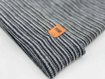 Classic Contrast Cuffed Beanie, Gray and Denim Blue