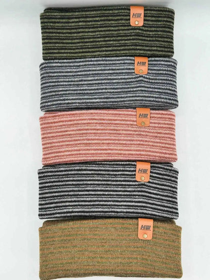 Classic Contrast Cuffed Beanie, Gray and Denim Blue