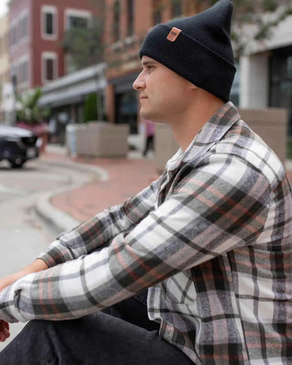 Classic Cuffed Beanie, Charcoal Black