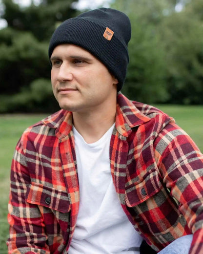 Classic Cuffed Beanie, Charcoal Black