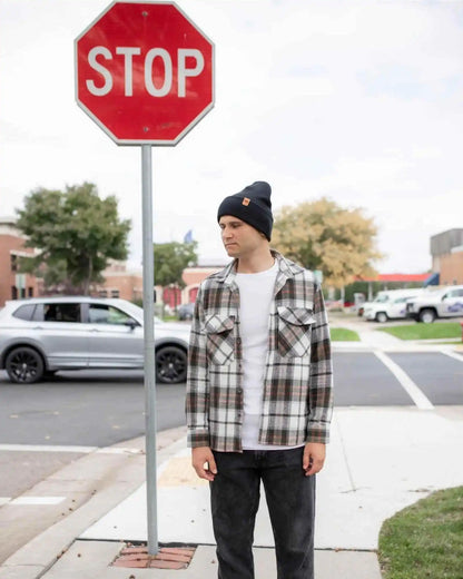 Classic Cuffed Beanie, Charcoal Black