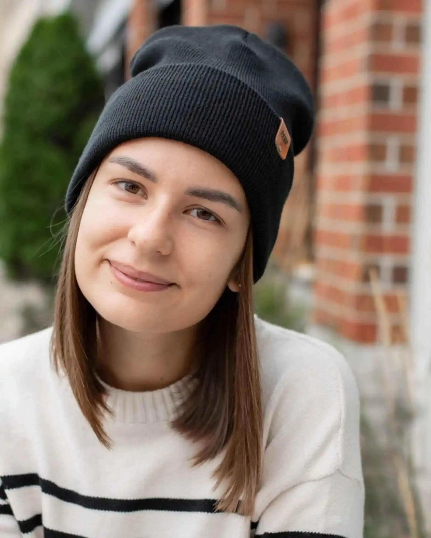 Classic Cuffed Beanie, Charcoal Black