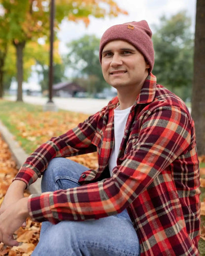 Classic Cuffed Beanie, Rusty Burgundy