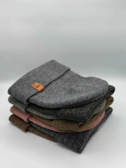 Classic Fusion Cuffed Beanie, Gray and Denim Blue