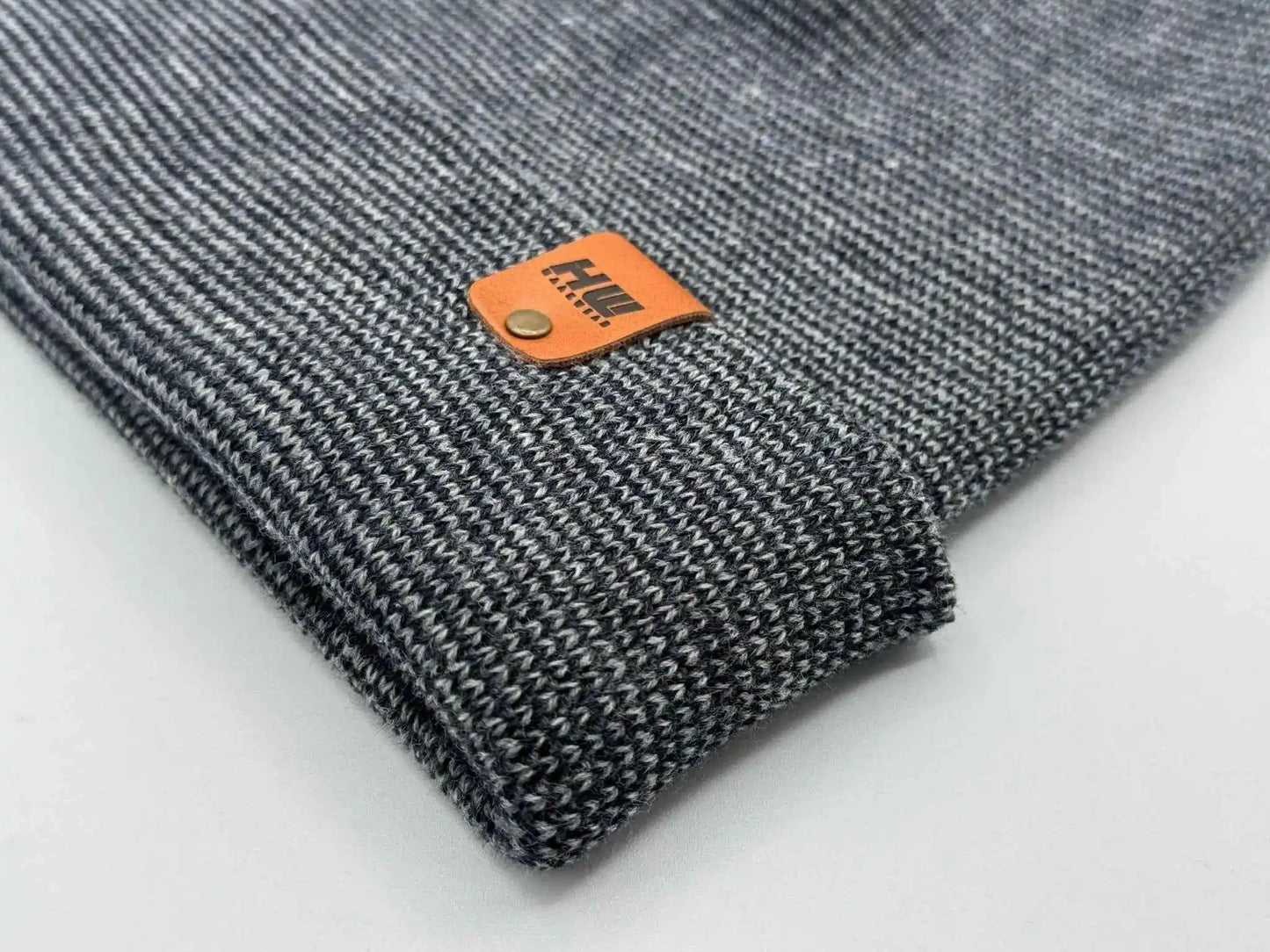 Classic Fusion Cuffed Beanie, Gray and Denim Blue