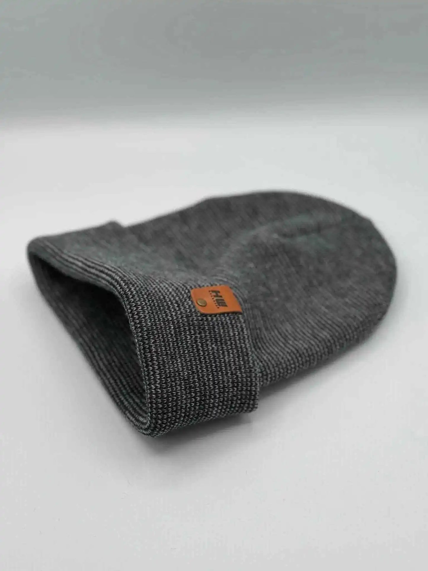 Classic Fusion Cuffed Beanie, Gray and Denim Blue