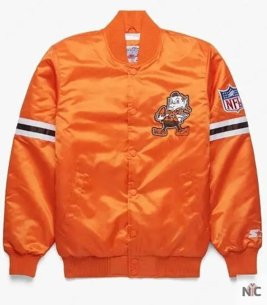 Cleveland Brown Starter Gridson Satin Jacket
