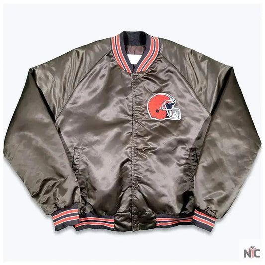 Cleveland Browns 80s Bomber Satin Jacket