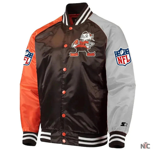 Cleveland Browns Lead Off Varsity Satin Jacket