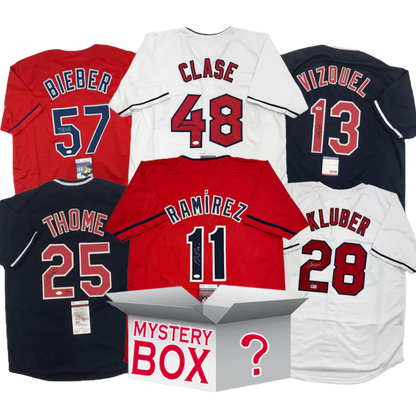 Autographed/Signed Cleveland Baseball Jersey Mystery Box with PSA JSA or Beckett COA