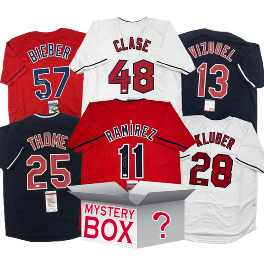 Autographed/Signed Cleveland Baseball Jersey Mystery Box with PSA JSA or Beckett COA