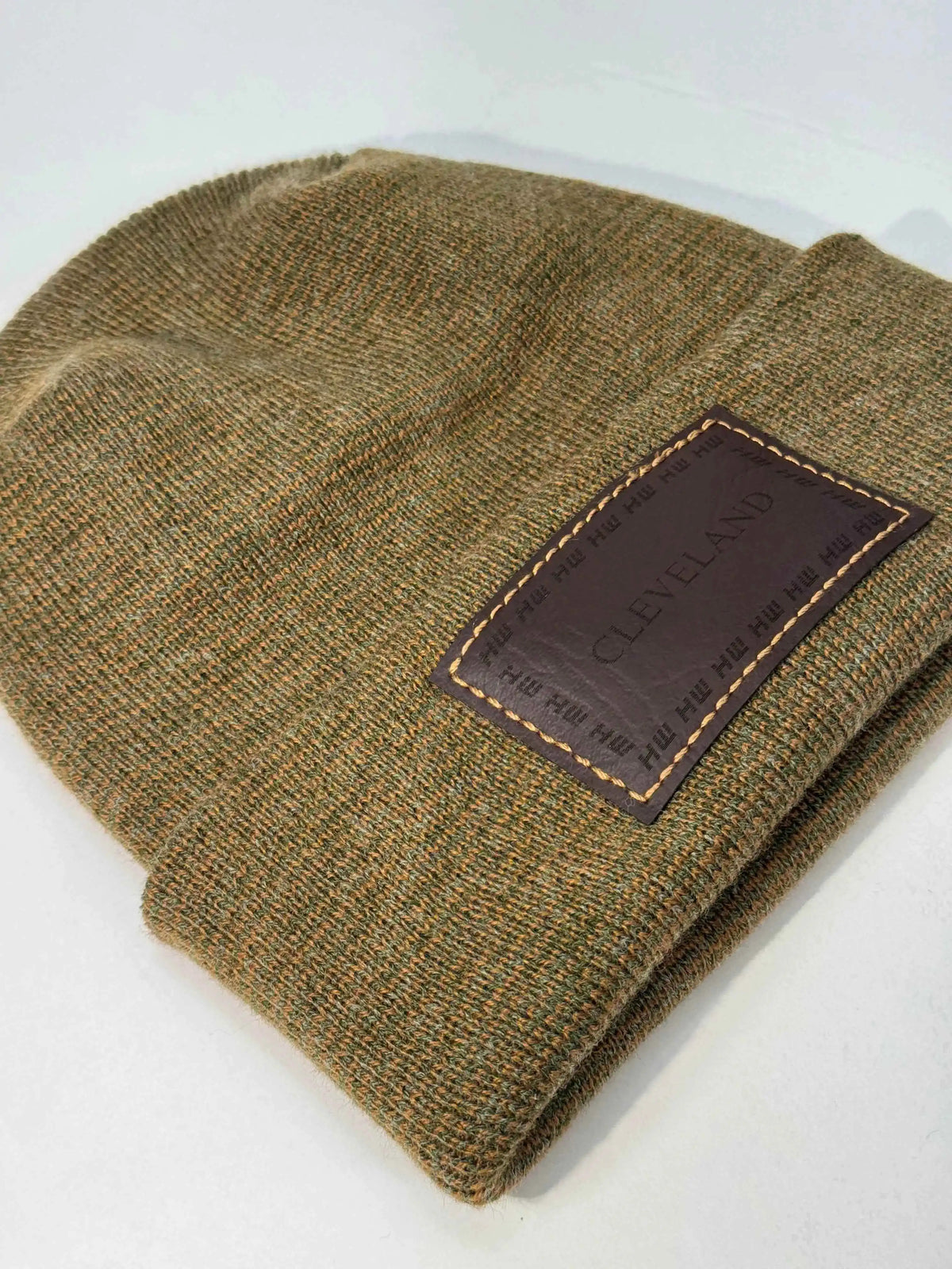 Cleveland, H Stitch Cuffed Beanie,  Brown and Green Fusion