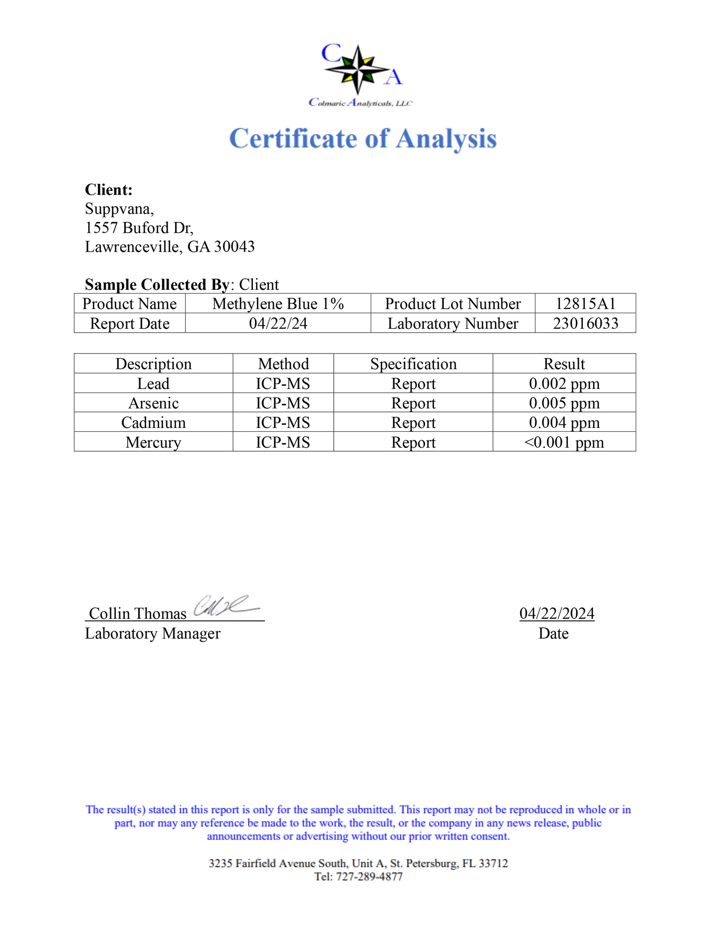 Methylene Blue 1% - USP (Pharmaceutical) Grade - 60ml - Triathlete Store