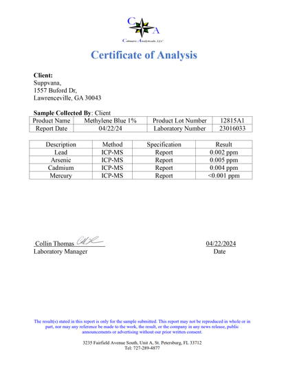 Methylene Blue 1% - USP (Pharmaceutical) Grade - 60ml - Triathlete Store