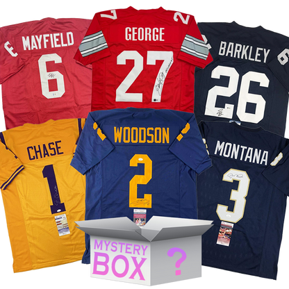 College Autographed/Signed Football Jersey Mystery Box with PSA JSA or Beckett COA