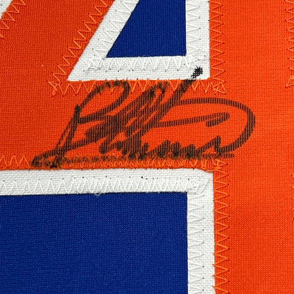 Framed Autographed/Signed Bartolo Colon 35x39 New York Blue Baseball Jersey Beckett BAS COA