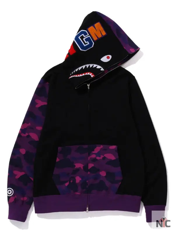 Color Camo Shark Full Zip Hoodie