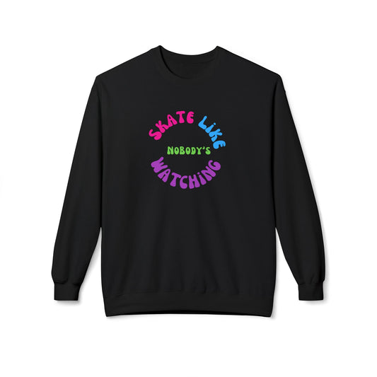 Colorful Skate Like Nobody's Watching Unisex Fleece Crewneck Sweatshirt