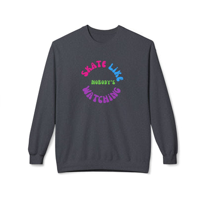Colorful Skate Like Nobody's Watching Unisex Fleece Crewneck Sweatshirt