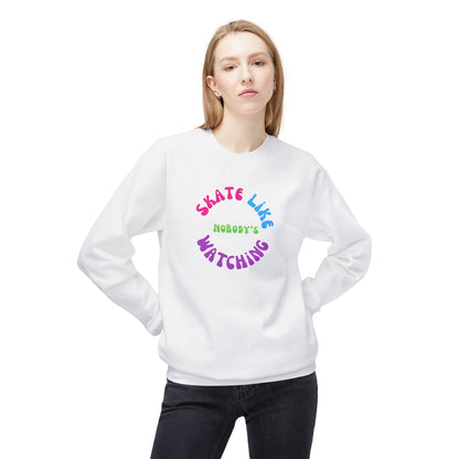 Colorful Skate Like Nobody's Watching Unisex Fleece Crewneck Sweatshirt