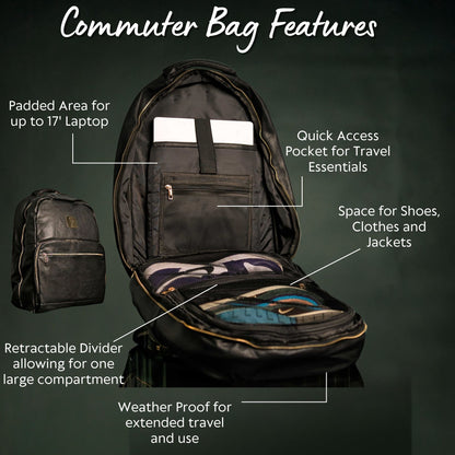 Black Leather Daily Commuter Bag XL