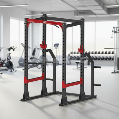 Compact Power Cage - Muscle D Fitness - Adjustable Squat Rack - Gym Storage - Chin up Bar - Home Gym