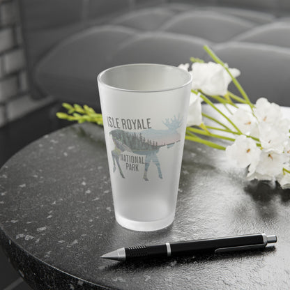 Isle Royale National Park Moose Frosted Pint Glass