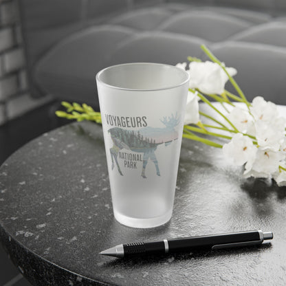 Voyageurs National Park Moose Frosted Pint Glass