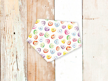 "Conversation Hearts on White" Dog Bandana