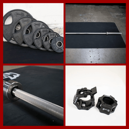 Stainless Bushing Bar and Olympic Rubber Weight Plate Sets