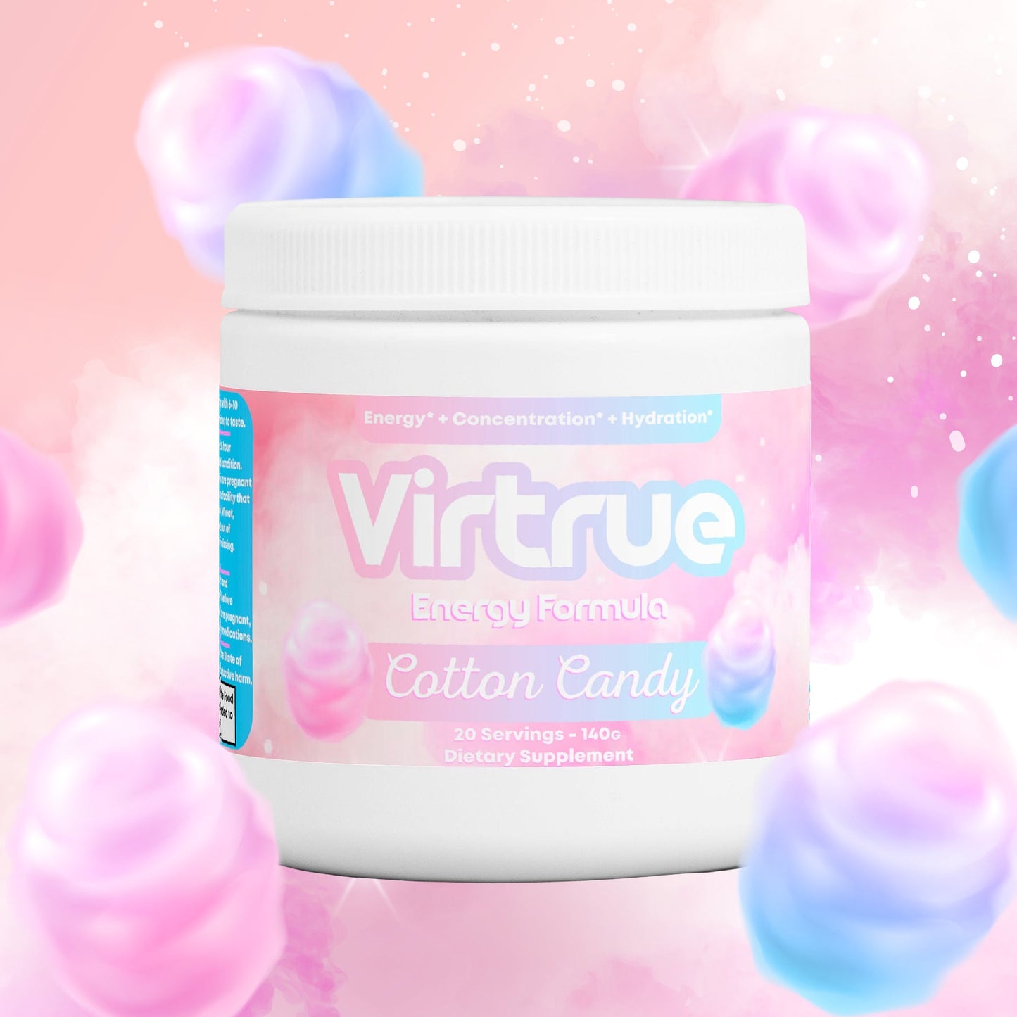 Cotton Candy Pre-Workout Energy Powder + Focus Boost & Hydration | Sugar Free