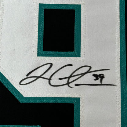 Framed Autographed/Signed Logan Couture 35x39 San Jose Black Hockey Jersey JSA COA