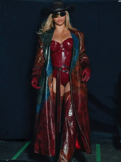 Cowboy Carter Tour 2025 Beyonce Leather Coat