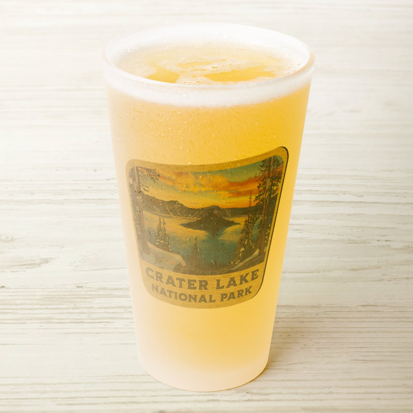 Crater Lake National Park Frosted Pint Glass Scenic Wood Sign