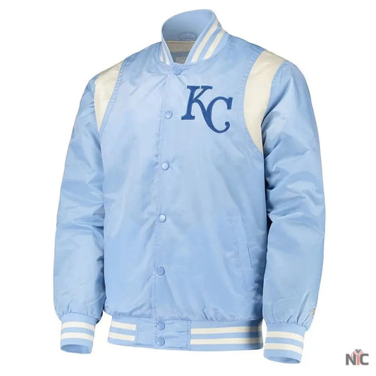 Cream Kansas City Royals Varsity Satin Jacket