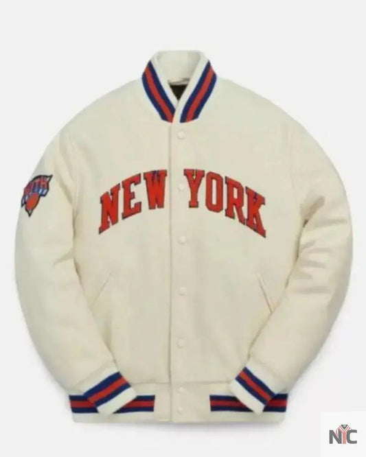 Cream Vintage NBA New York Knicks Varsity Jacket