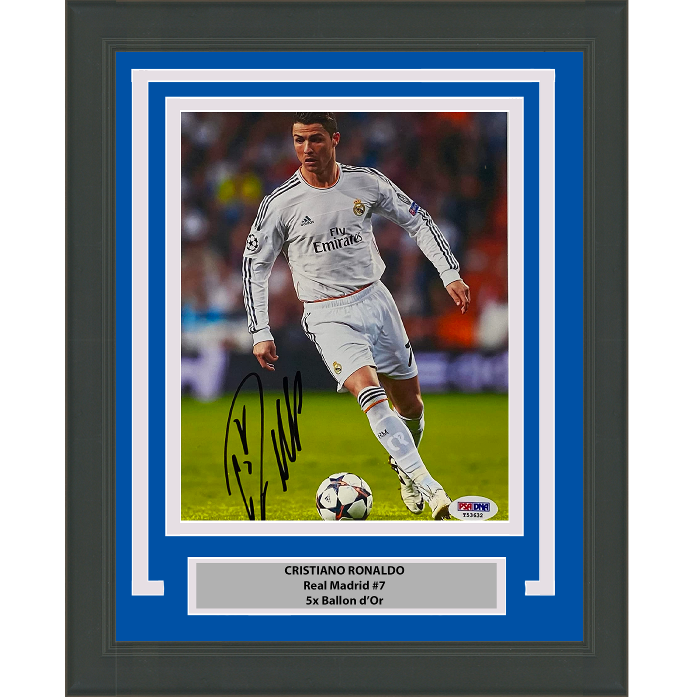 Framed Autographed/Signed Cristiano Ronaldo Real Madrid Soccer Futbol 7x9 Photo PSA/DNA COA