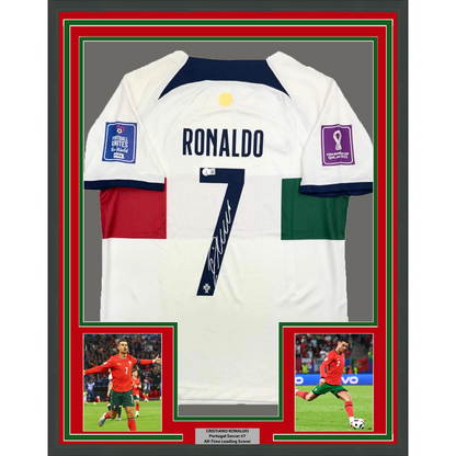 Framed Autographed/Signed Cristiano Ronaldo 35x39 Portugal World Cup Soccer Futbol Jersey Beckett BAS COA