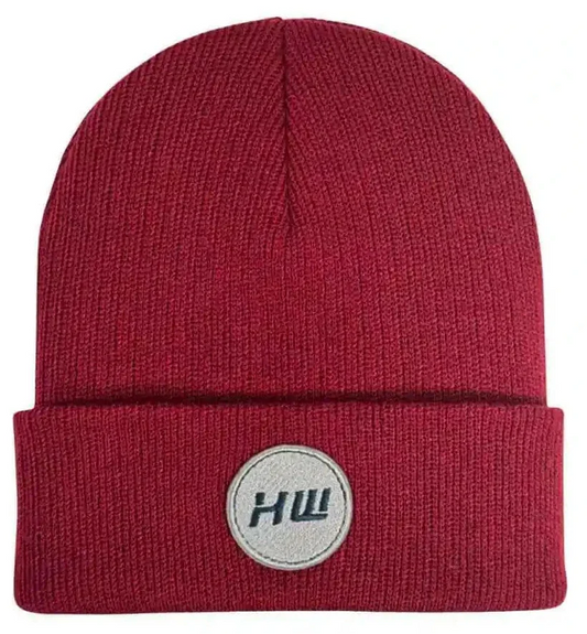 Cuffed Wide Ribbed, Classic Beanie, Burnt Maroon