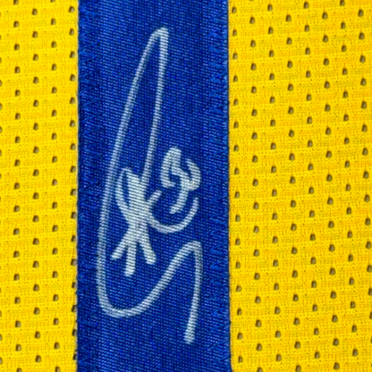 Framed Autographed/Signed Stephen Steph Curry 35x39 Golden State Yellow Basketball Jersey JSA COA