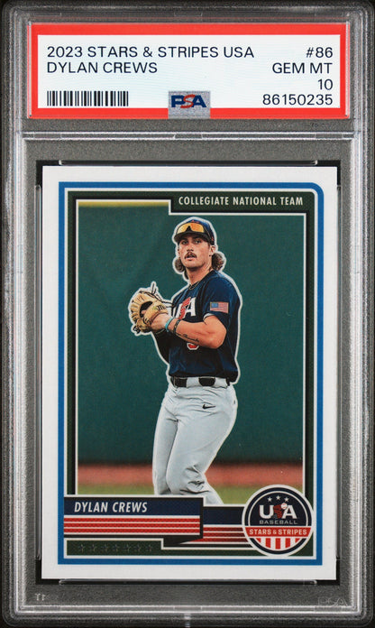 Graded 2023 Panini Stars & Stripes USA Dylan Crews #86 Rookie RC Baseball Card PSA 10 Gem Mint