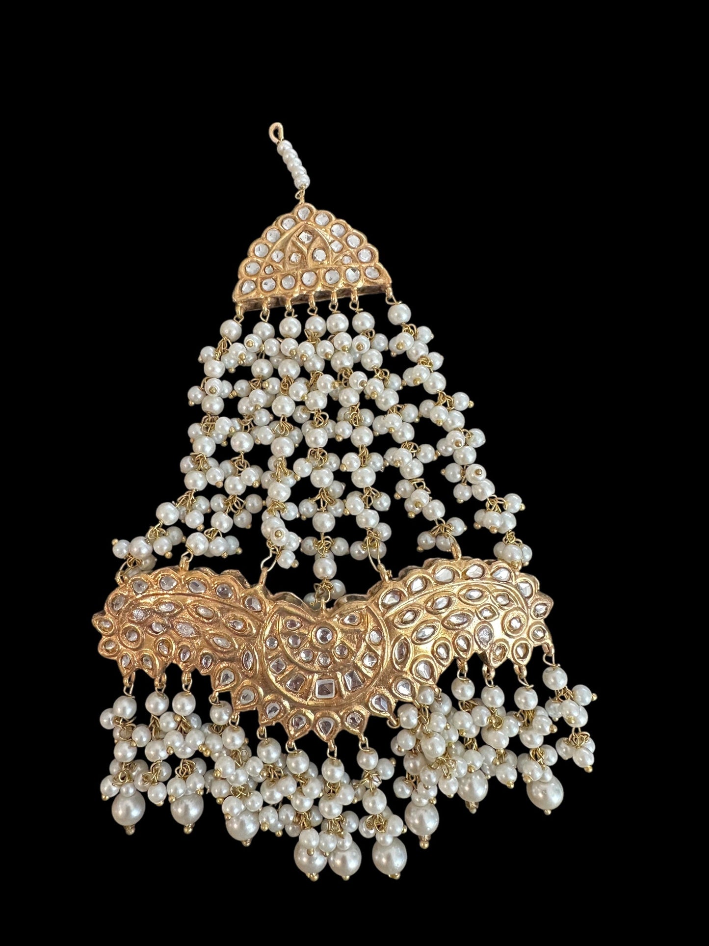 JTK34 kundan jhoomar tika with pearls ( READY TO SHIP )