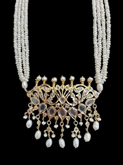 PS542 Hyderabadi / Nizami tirmani in fresh water pearls with chandbali( SHIPS IN 4 WEEKS )