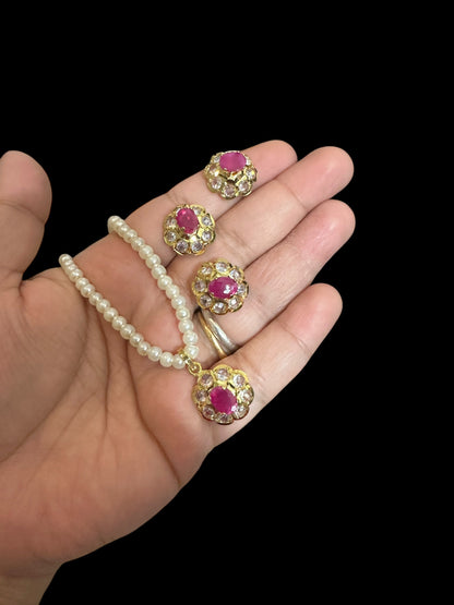 Gold plated  earrings , pendant and ring set ( SHIPS IN 2 WEEKS )