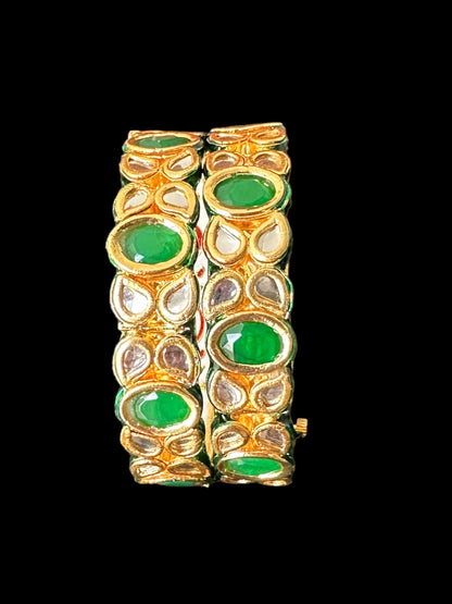 B179 Amelia kundan bangles in green  ( READY TO SHIP ) 2.2/2.4/2.6