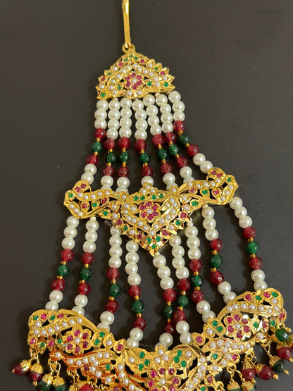 DJHR104 ASMITA jhoomar in ruby emerald    ( READY TO SHIP)